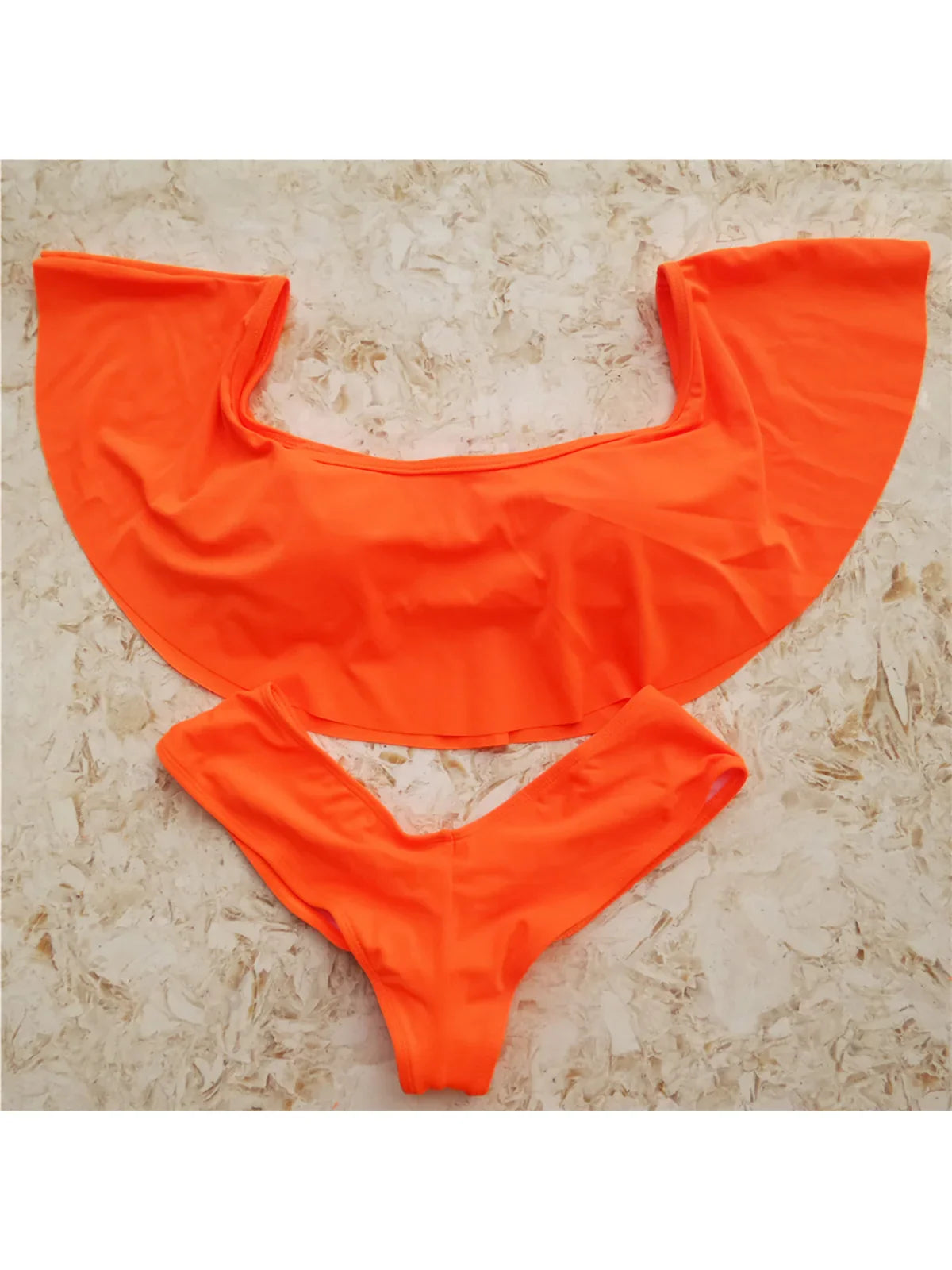 Beberino Orange Ruffled Bandeau Bikini Set