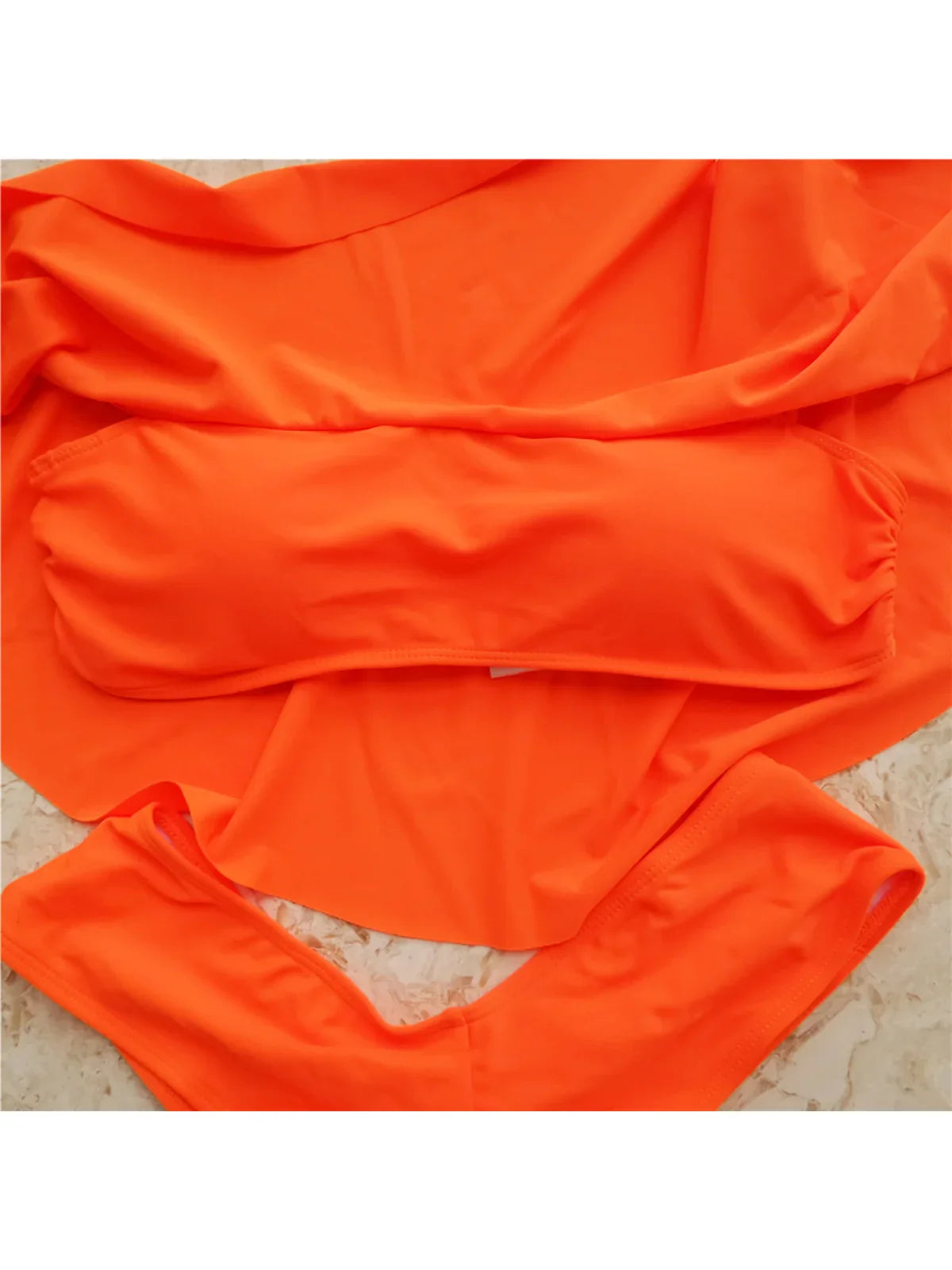 Beberino Orange Ruffled Bandeau Bikini Set