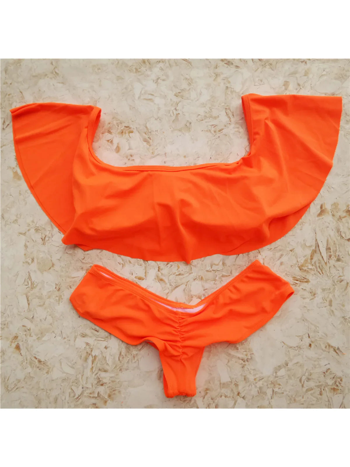 Beberino Orange Ruffled Bandeau Bikini Set