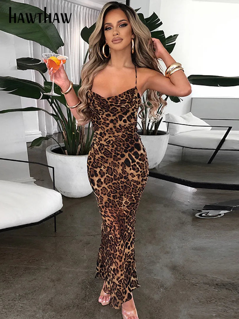 Beberino Leopard Printed Bodycon Dress | Autumn Winter Sleeveless Streetwear