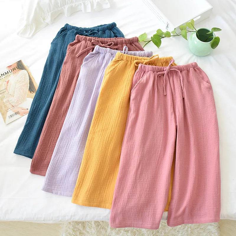 Beberino 100% Cotton Crepe Cloth Cropped Pants for Couples