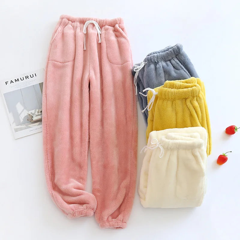 Beberino Flannel Trousers: Cute, Warm & Loose-Fit Pajama Pants for Women