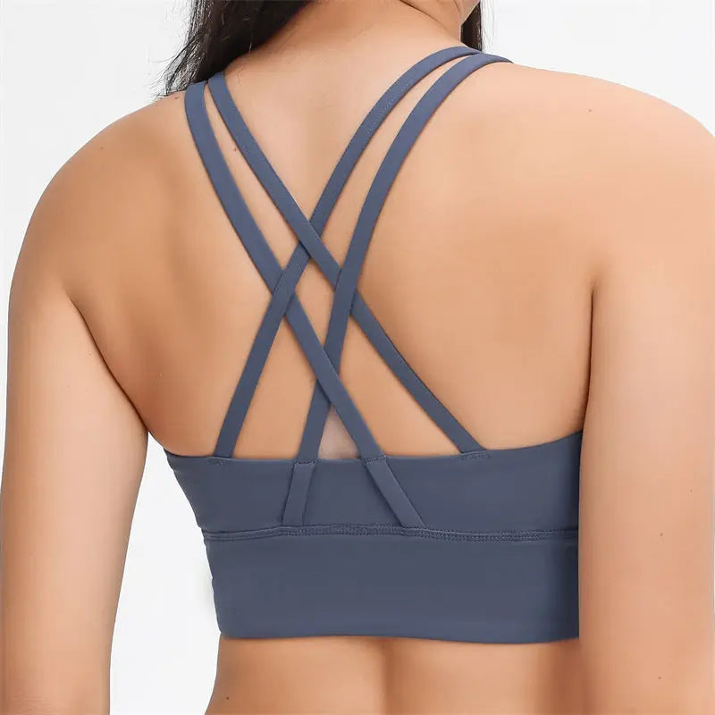 Beberino Mesh Block Sports Vest with Crisscross Back & Built-In Bra