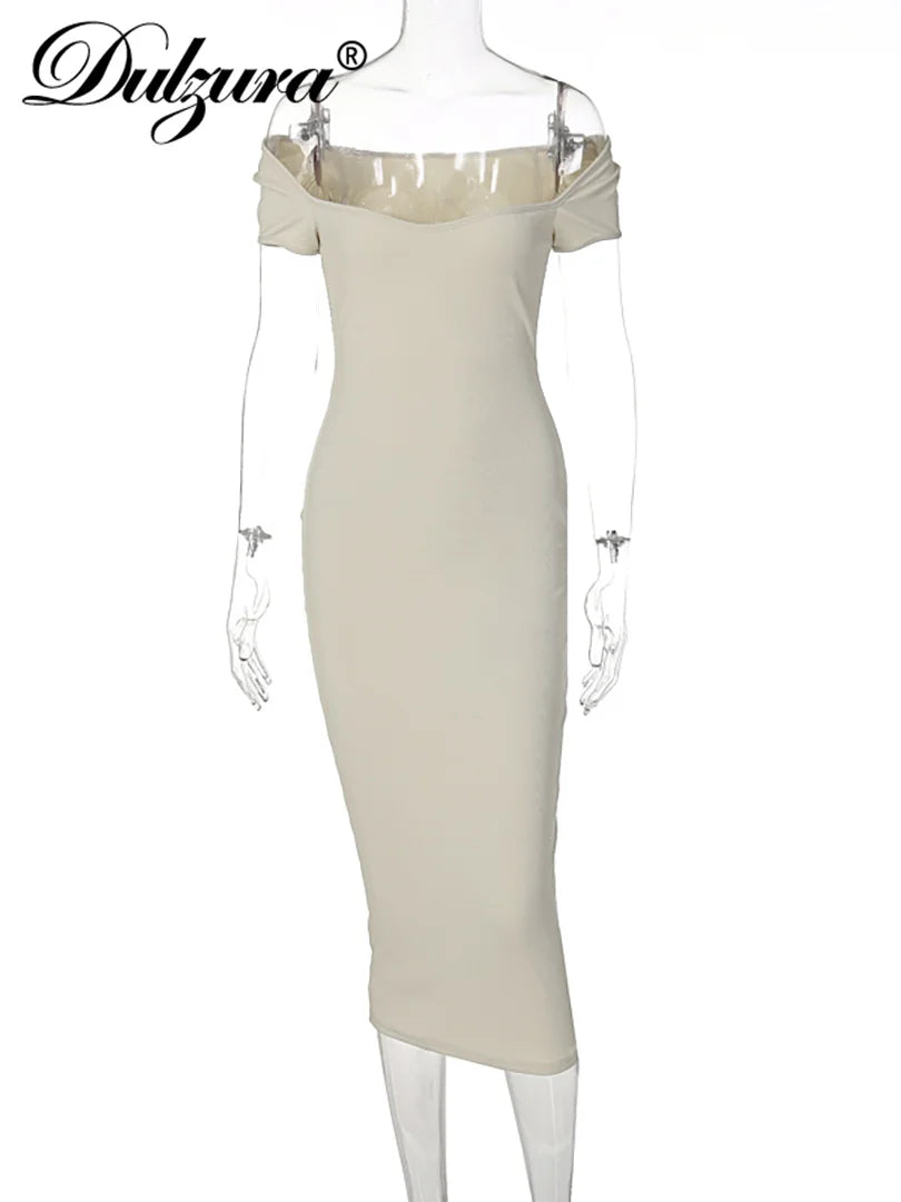 Beberino Ribbed Off Shoulder Midi Dress - 2022 Summer Collection