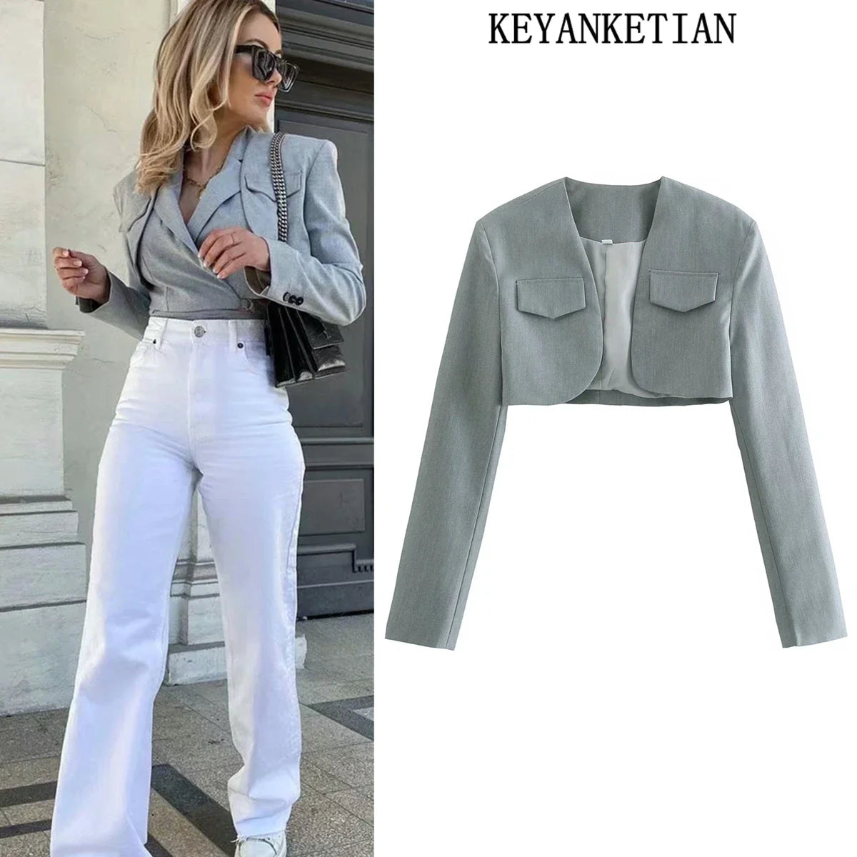 Beberino Short Suit Jacket: 2021 Spring & Autumn Women's Chic High Waist Style