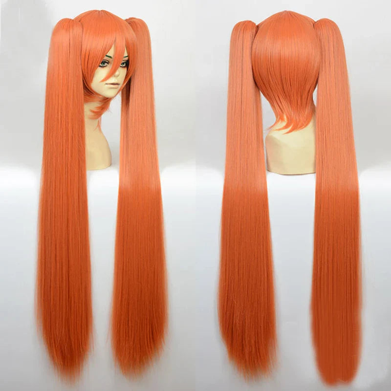 Beberino 110cm Long Orange Pink Cosplay Wig + Wig Cap, Heat Resistant Hair