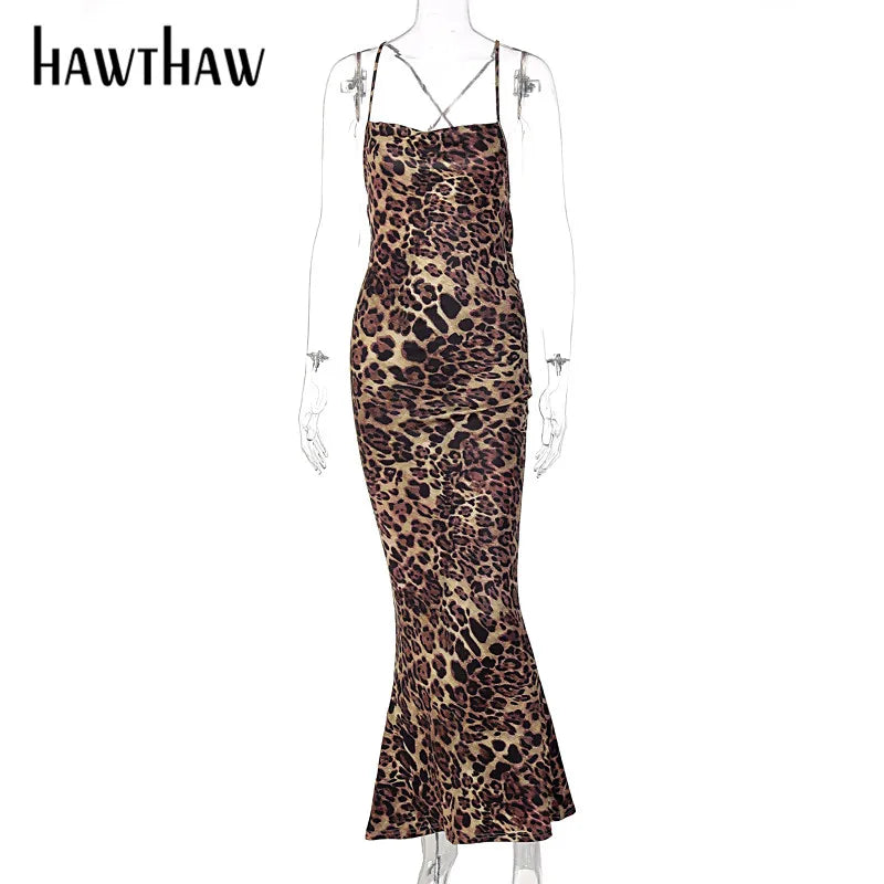 Beberino Leopard Printed Bodycon Dress | Autumn Winter Sleeveless Streetwear