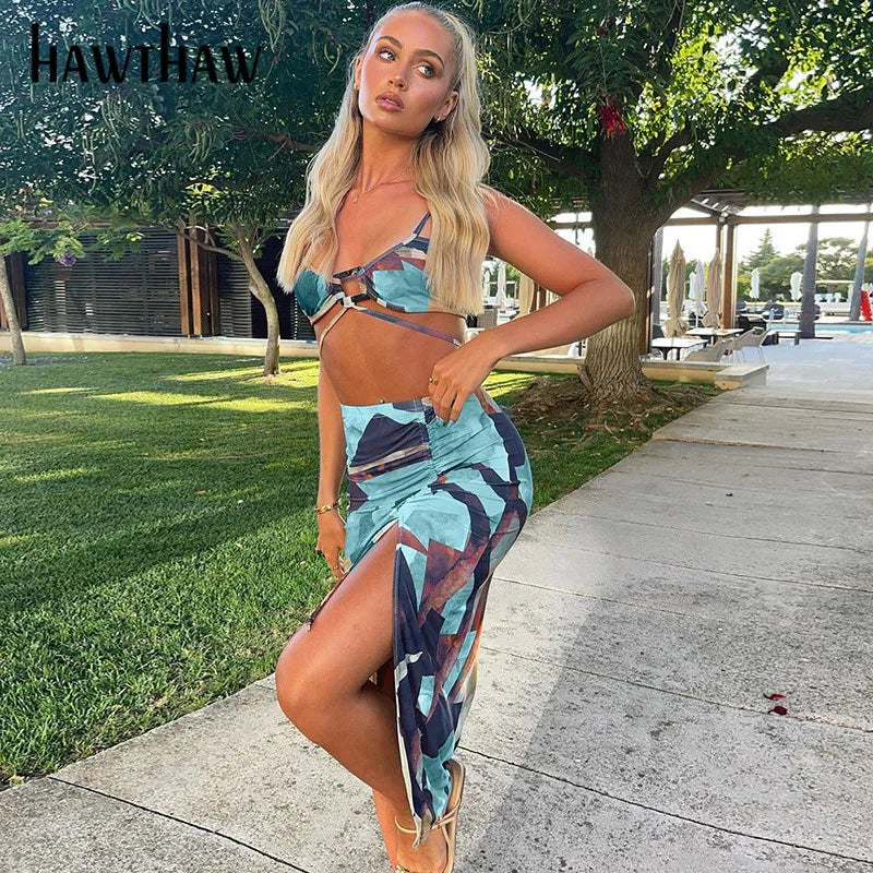 Beberino Printed Tank Top & Hip Skirt Set - 2021 Streetwear Collection