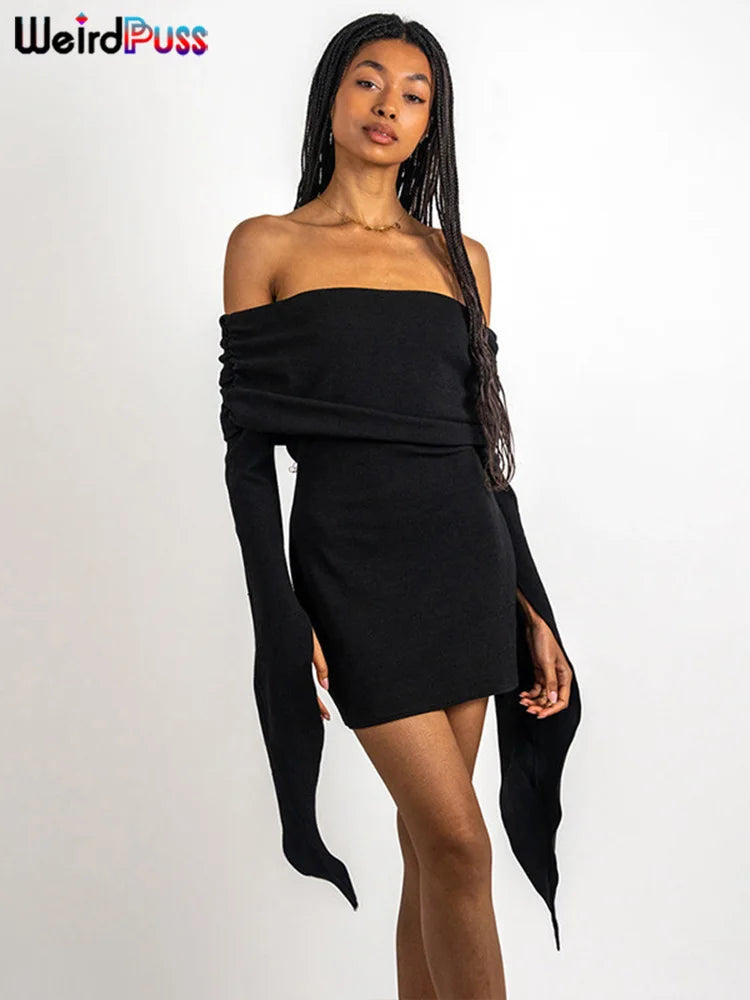 Beberino Off Shoulder Tassel Mini Dress: Sexy Nightout Clubwear for Women