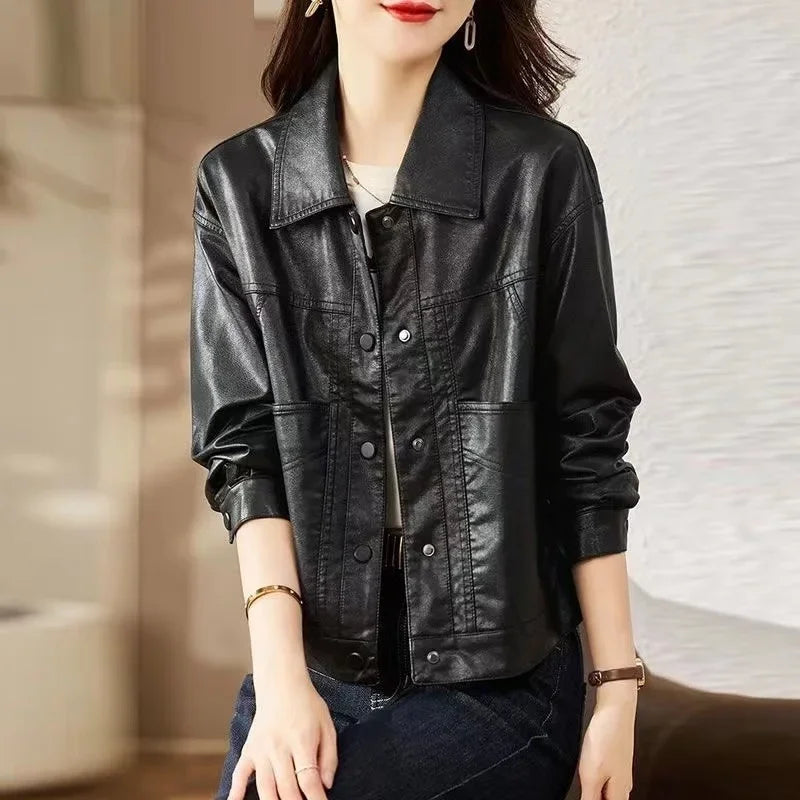 Beberino Vintage Pu Cropped Faux Leather Coat for Stylish Women