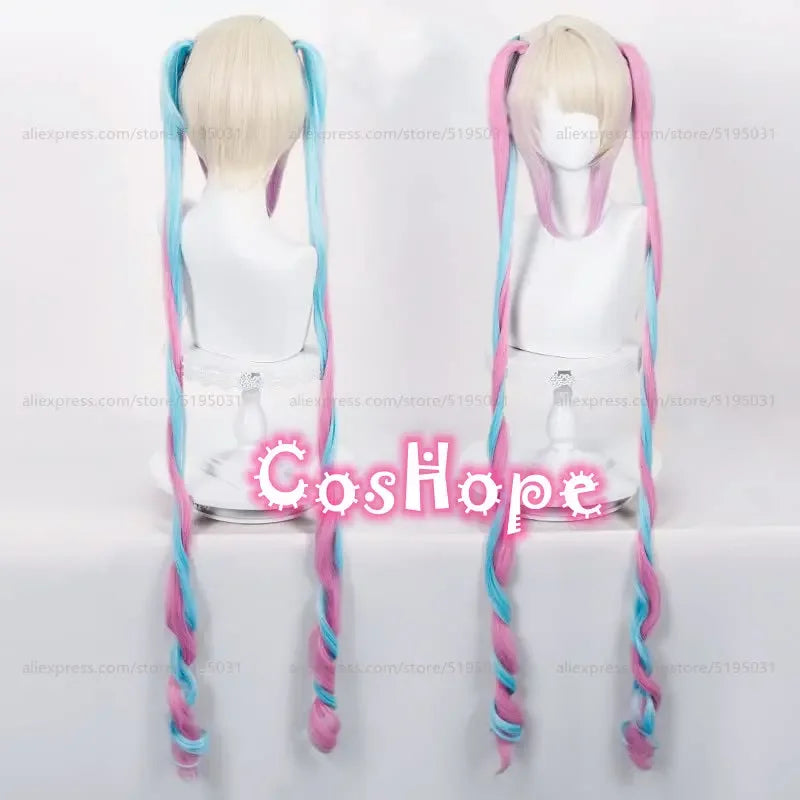 Beberino 110cm Long Pink Blue Mixed Cosplay Anime Wig Heat Resistant Synthetic