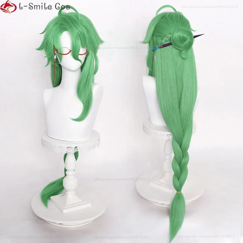 Beberino 100cm Long Green Cosplay Wig with Wig Cap - Heat Resistant Anime Hair