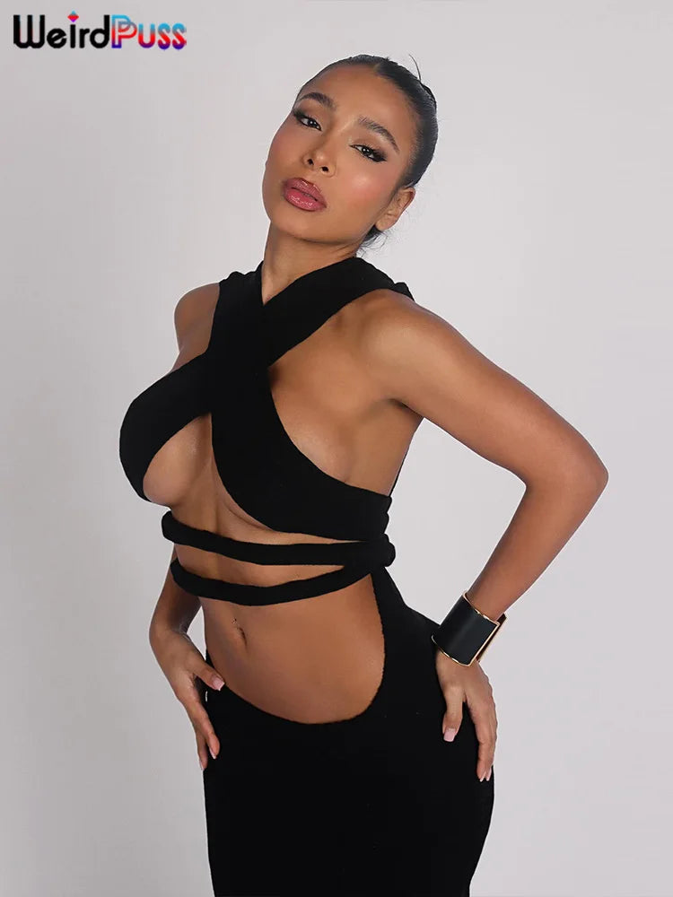 Beberino Sexy Sleeveless Maxi Dress for Women - Elegant Party Clubwear Split Bodycon