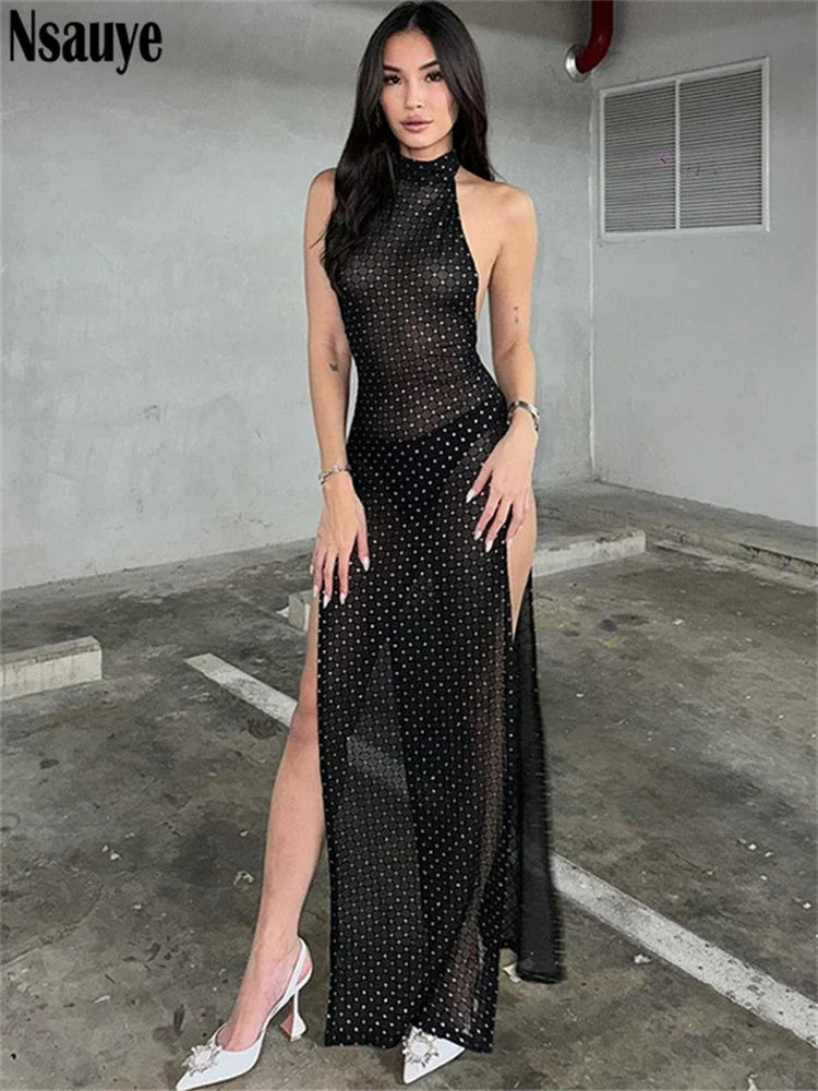 Beberino Glitter Maxi Dress with High Split - 2024 Collection