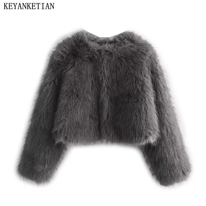 Beberino Faux Fur Short Jacket for Women: Fashionable, Warm & Luxurious