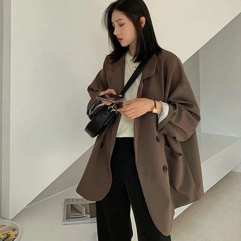 Beberino Long Sleeve Solid Suit Coat Office Blazers - Casual Chic Women's Fashion