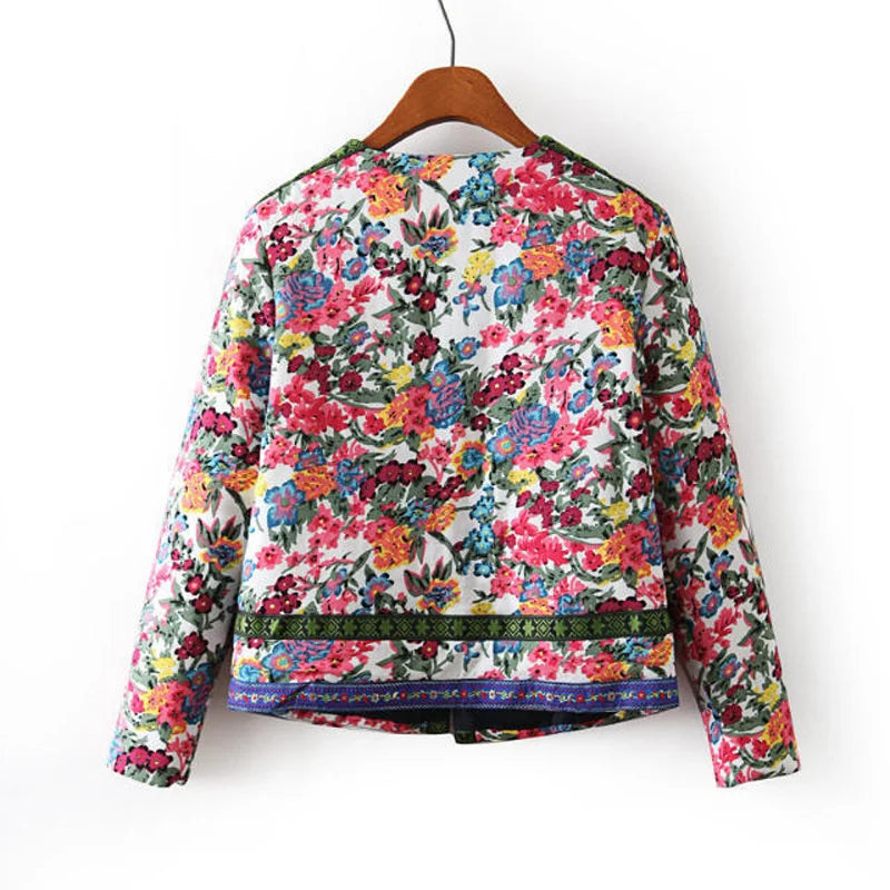 Beberino Winter Floral Jacquard Short Cotton Jacket Outerwear Tickles Retro Vibes