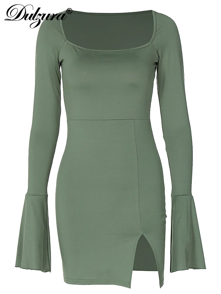 Beberino Trumpet Sleeve Mini Dress: Sexy Body-Shaping Party Clubwear for Women
