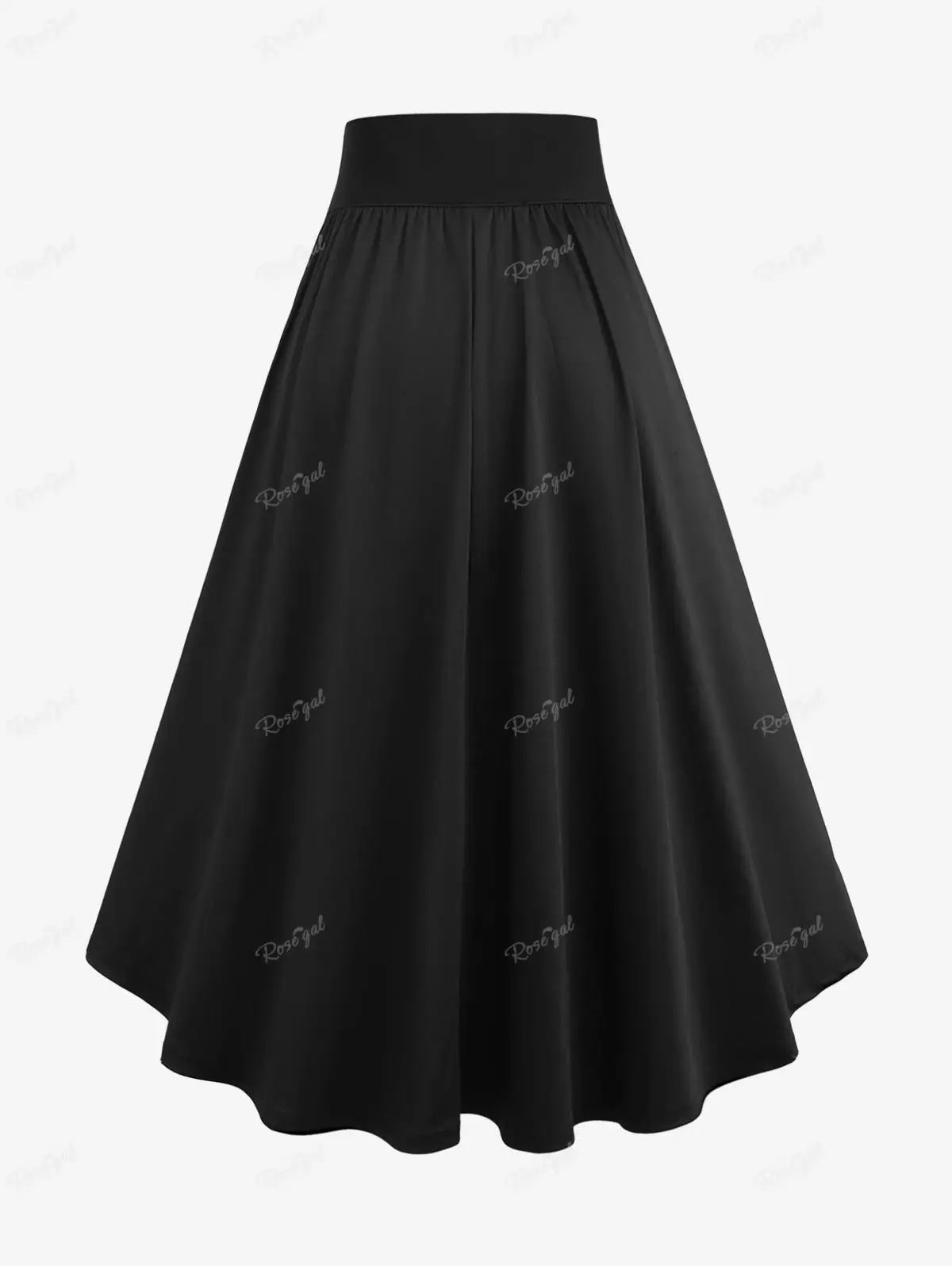 Beberino Lace-Up High-Low Ruched Skirt - Black Plus Size Elastic Waist Skirt