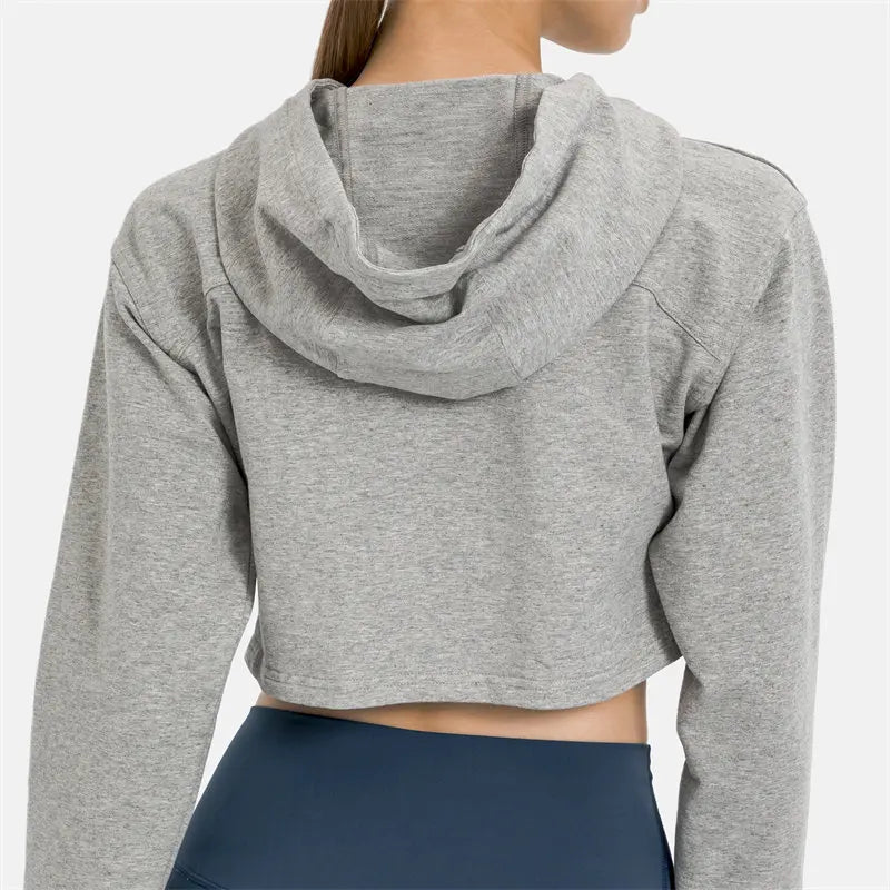 Beberino Lightweight Women's Crop Hoodie Sweatshirt for Casual Fitness Top