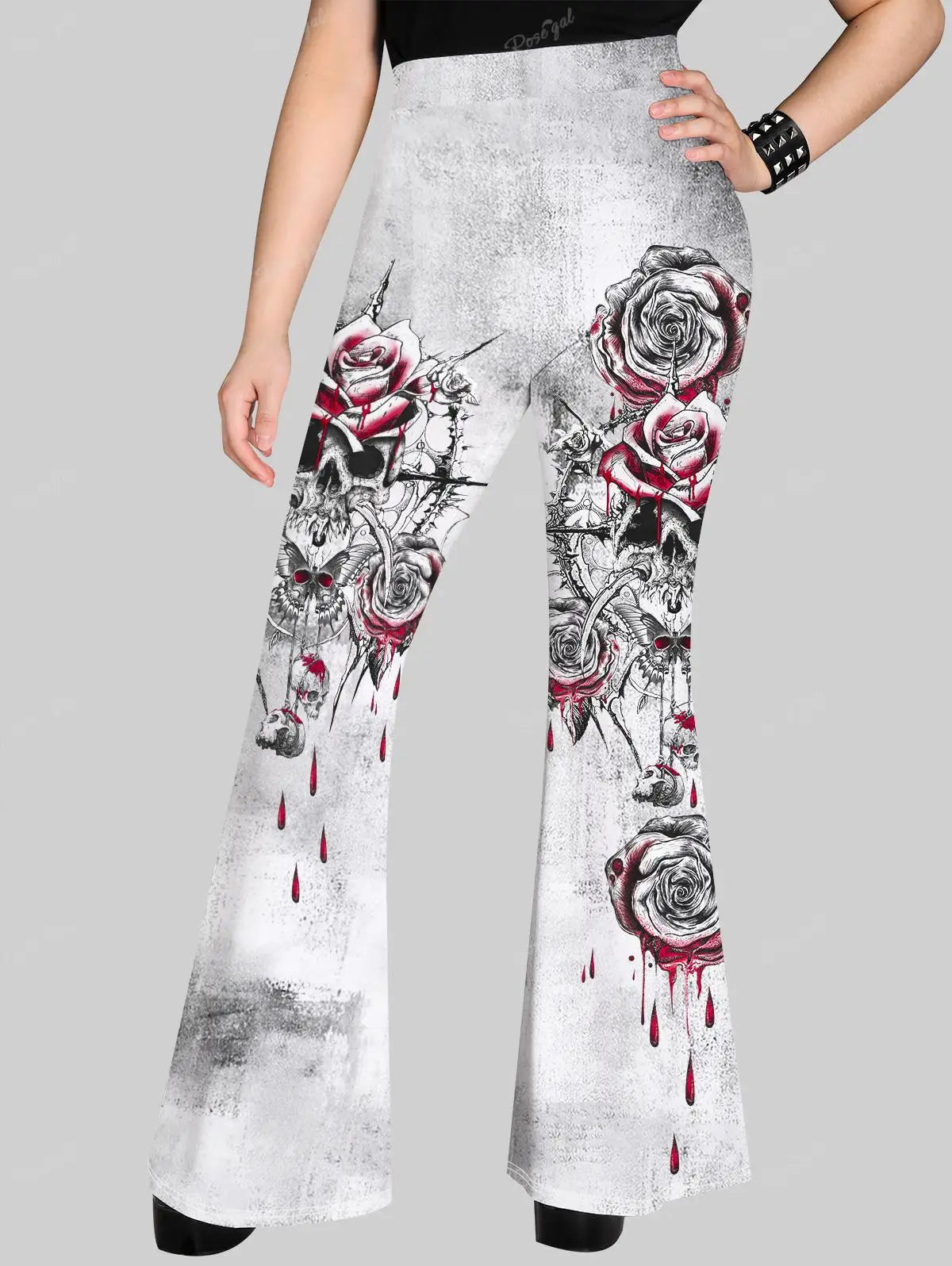 Beberino Gothic Flare Pants: Plus Size 3D Graphic Leggings for Women