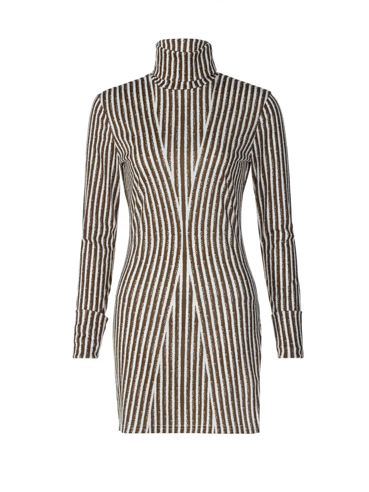 Beberino Long Sleeve Striped Bodycon Mini Dress - 2022 Streetwear Collection