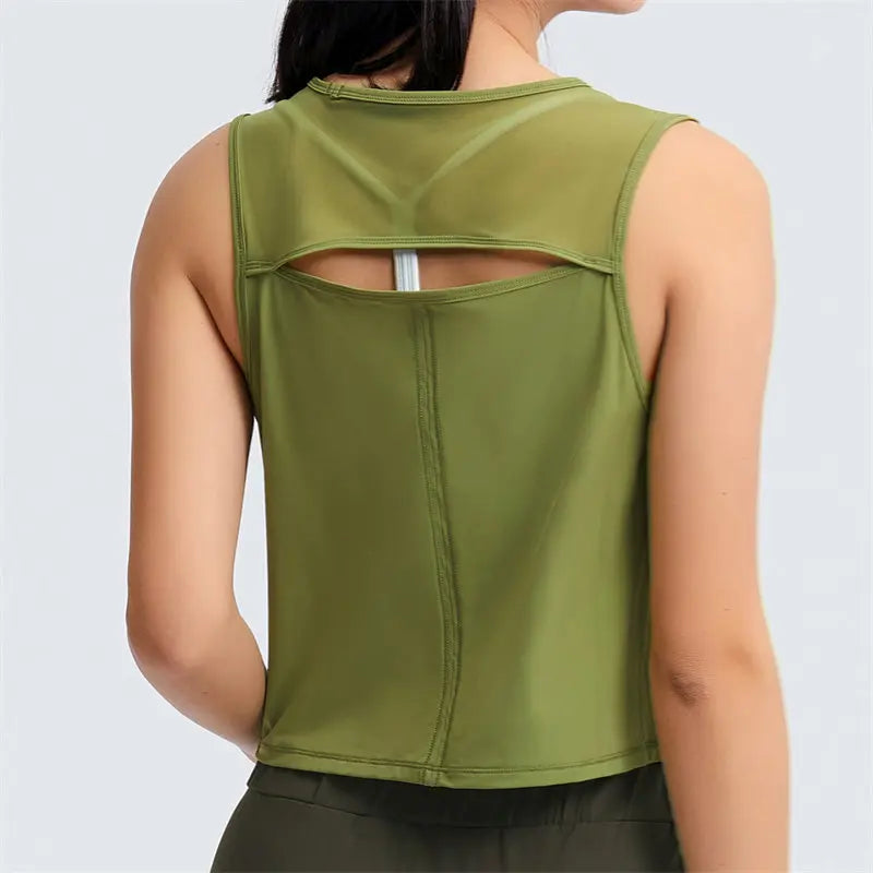 Beberino Mesh Block Crop Tank: Soft, Quick Dry Yoga Tops for Women