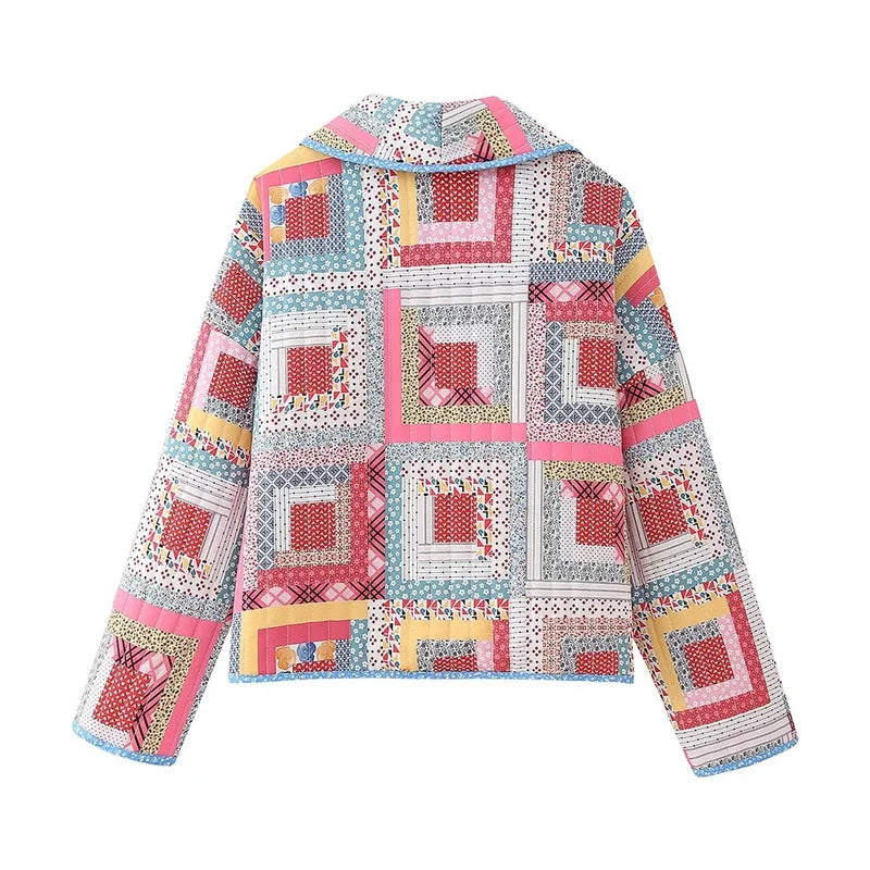 Beberino Cozy Quilting Crop Top | Contrast Color Vintage Parka Collection