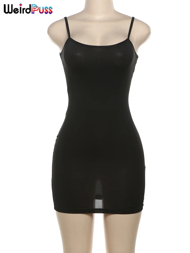 Beberino Solid Mini Dress: Sexy, See-Through, Backless Clubwear Party Dress