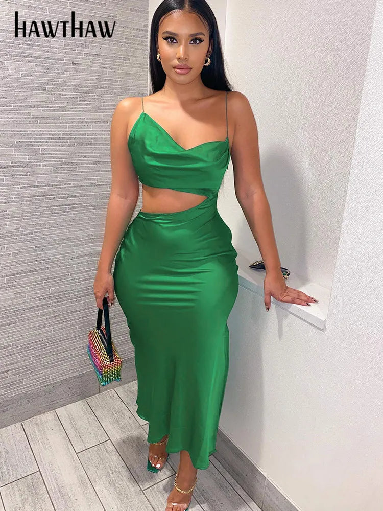 Beberino Green Hollow Out Bodycon Stain Dress for Elegance