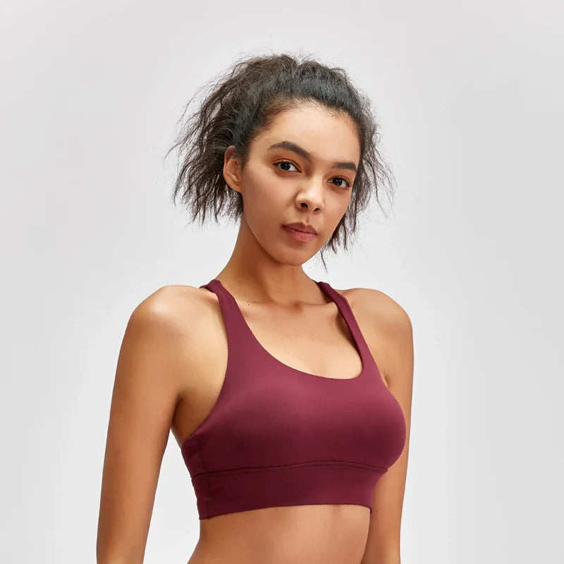 Beberino Cross Back Push Up Sports Bra - Brushed Material, Medium Support