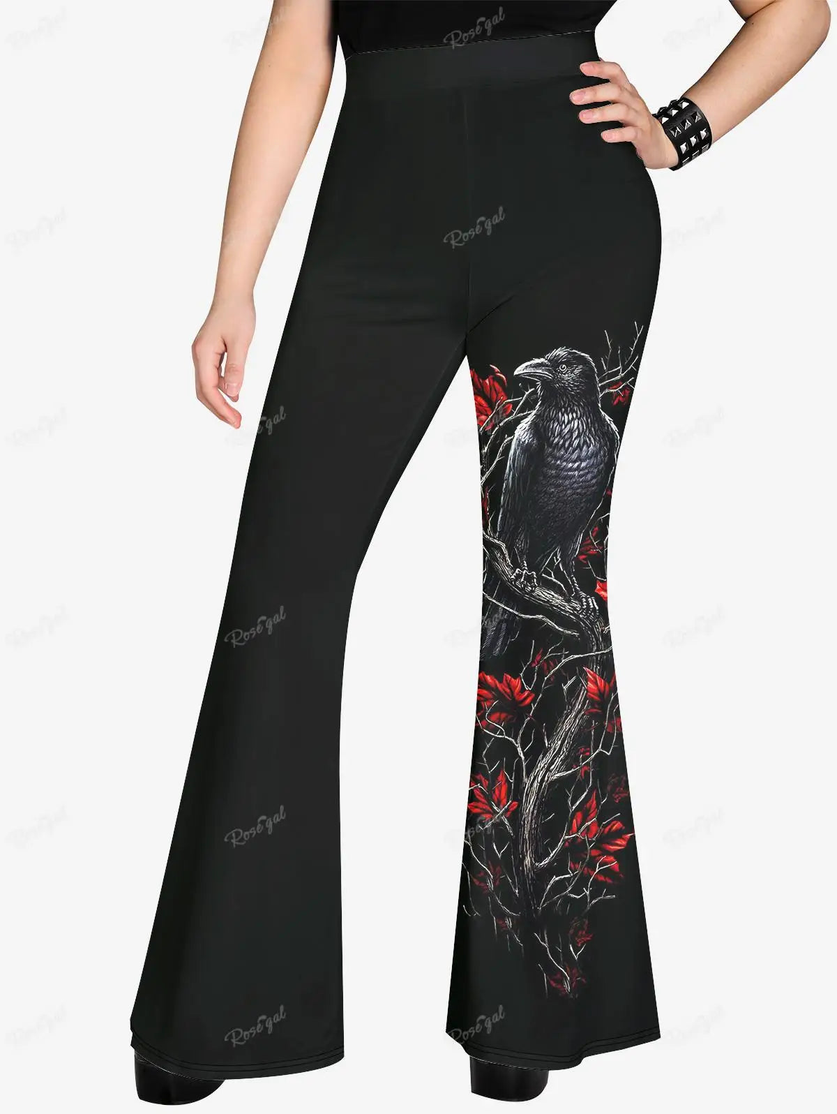 Beberino Gothic Flare Pants: Plus Size 3D Graphic Leggings for Women