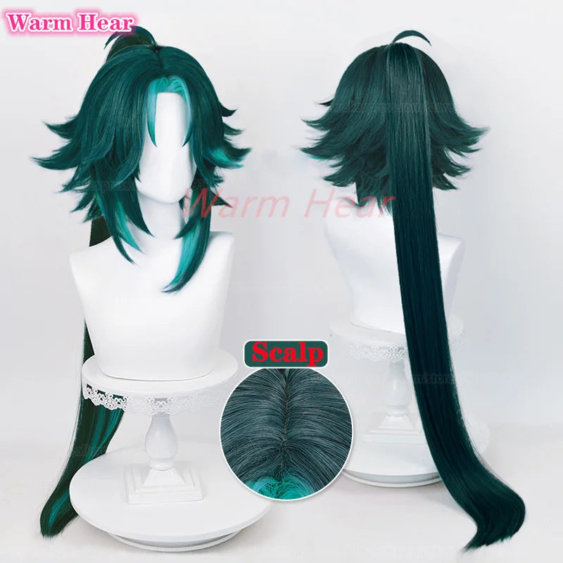 Beberino 100cm & 40cm Green Heat Resistant Synthetic Hair Wigs + Stickers & Cap