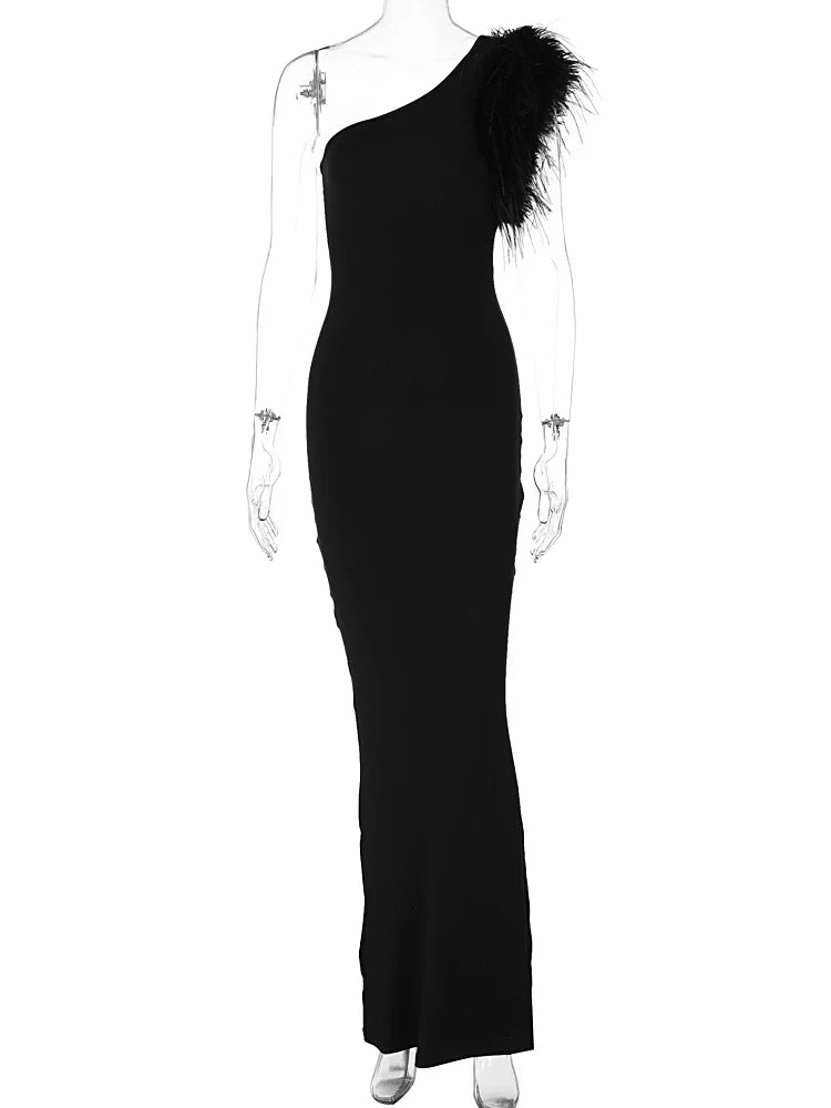 Beberino Elegant Black Bodycon Long Dress for Party, Club, Evening, and Birthday Events