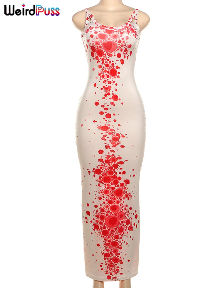 Beberino Hollow Dot-Print Dress: Sexy Backless, Sleeveless, Chic Fashion, Bodyshape, Contrast-Color.