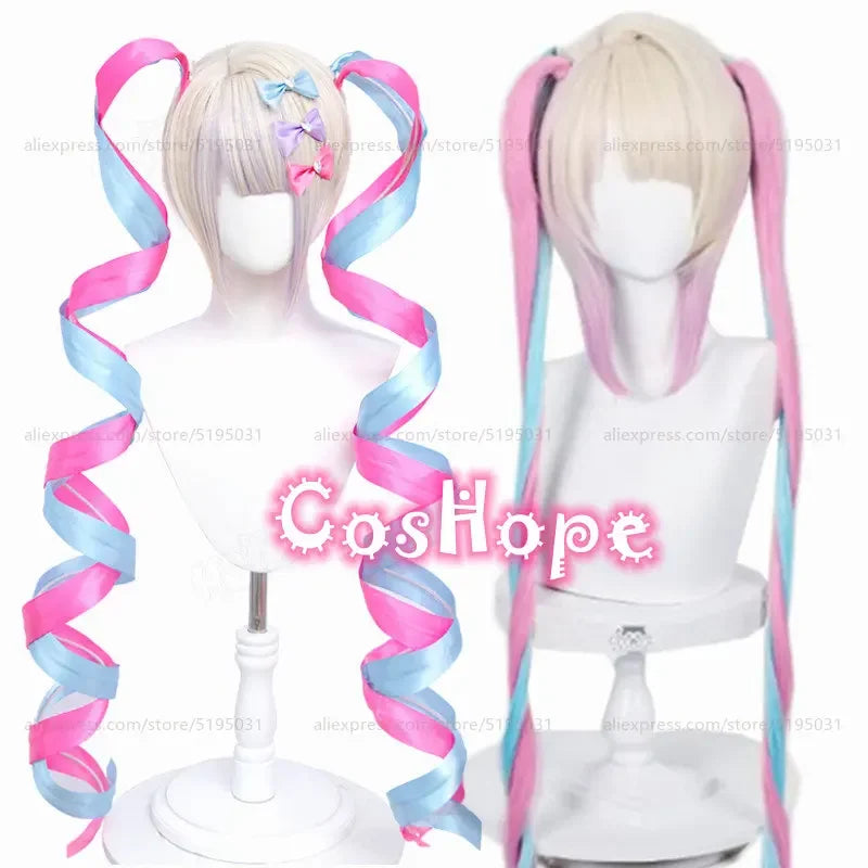 Beberino 110cm Long Pink Blue Mixed Cosplay Anime Wig Heat Resistant Synthetic