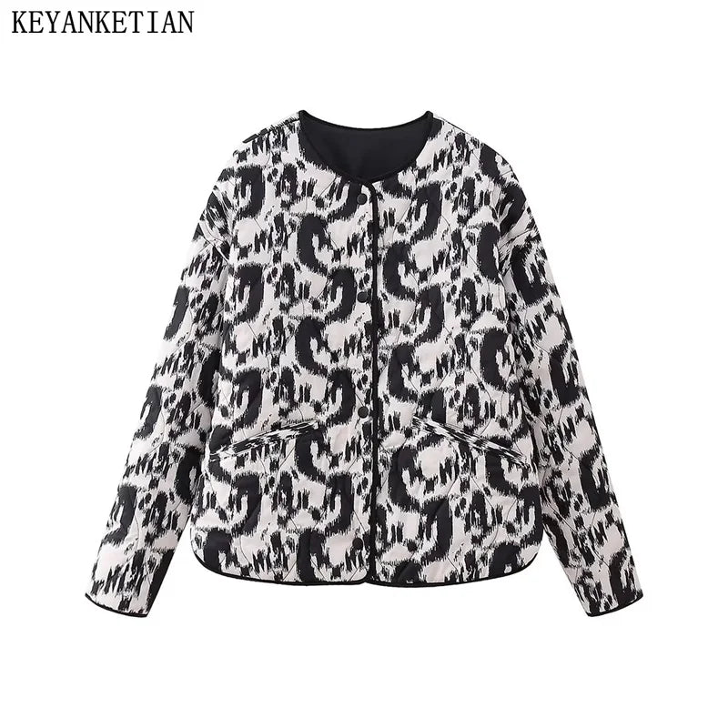 Beberino Animal Print Contrast Color Cotton-Padded Jacket - Autumn/Winter Collection