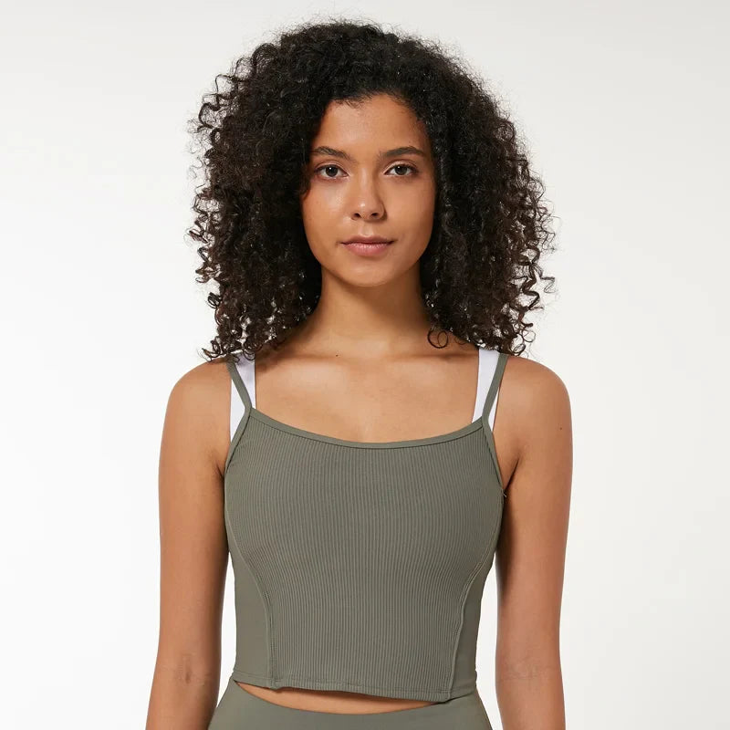 Beberino Slim Fit Yoga Crop Top: Women's Sleeveless Camisole for Summer Casual Comfort