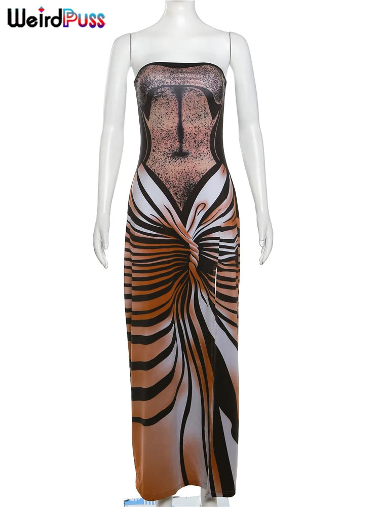 Beberino Striped Sleeveless Bodycon Dress for Sexy Midnight Club Streetwear