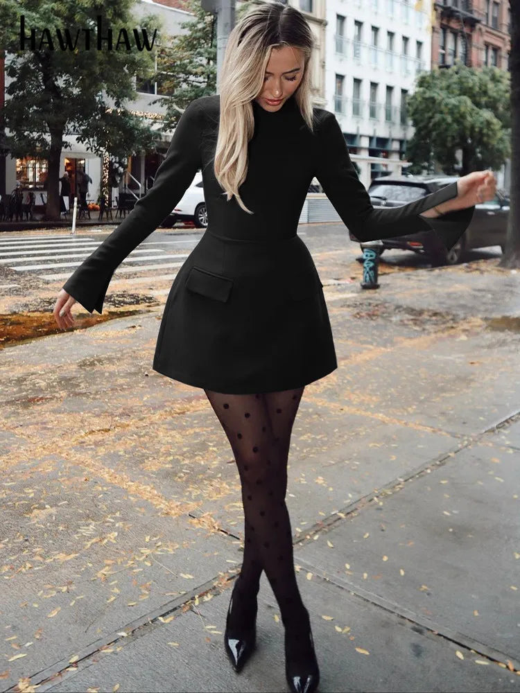 Beberino 2024 Spring Autumn Long Sleeve Bodycon Mini Dress - Elegant Streetwear Choice