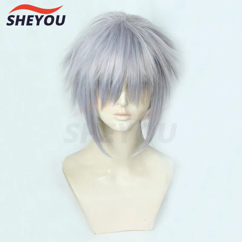 Beberino Riku Cosplay Wig KINGDOM HEARTS 3 Gray Mixed Synthetic Hair Wig + Wig Cap