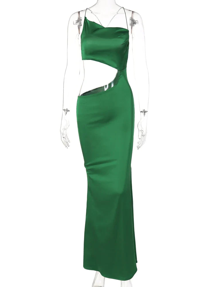 Beberino Green Hollow Out Bodycon Stain Dress for Elegance