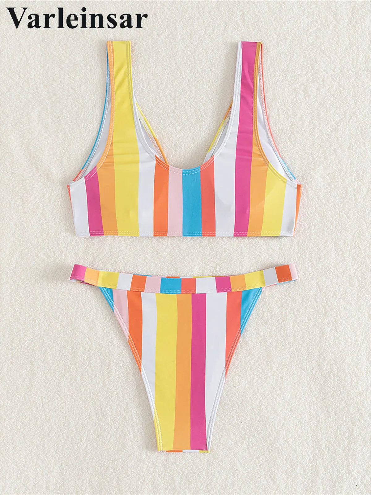 Beberino Striped High Leg Cut Bikini Set