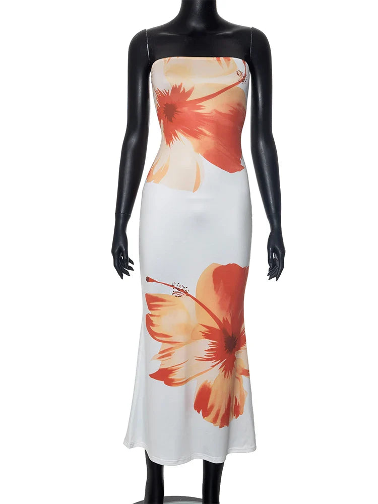 Beberino Chest Wrapped Puss Flower Dress - Sexy & Backless Summer Fashion