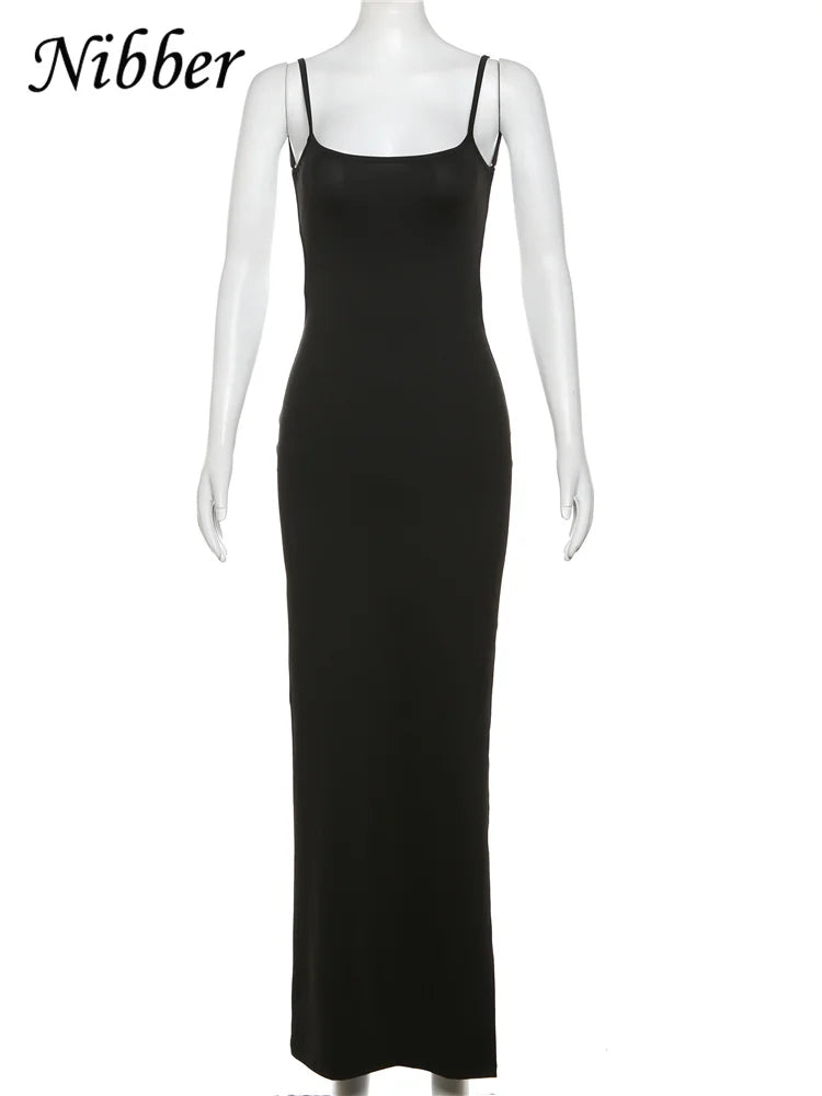 Beberino Backless Maxi Dress: Sleek Solid Elegant Side Split Partywear Nightout Trend