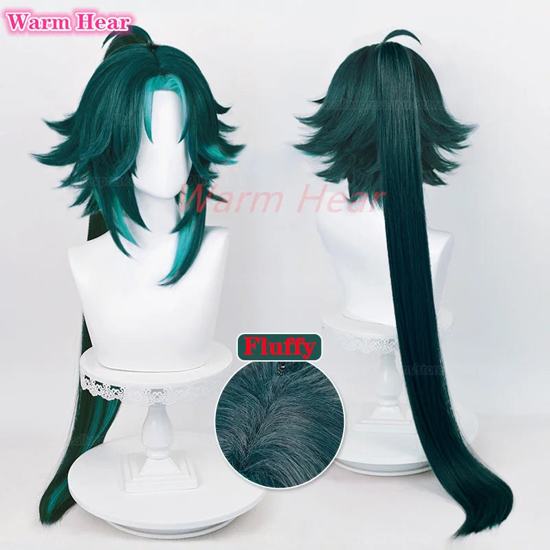 Beberino 100cm & 40cm Green Heat Resistant Synthetic Hair Wigs + Stickers & Cap