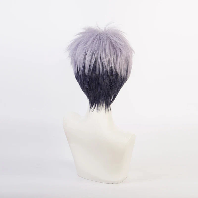 Beberino Short Gray Ombre Cosplay Wig + Wig Cap, Heat Resistant Synthetic Hair