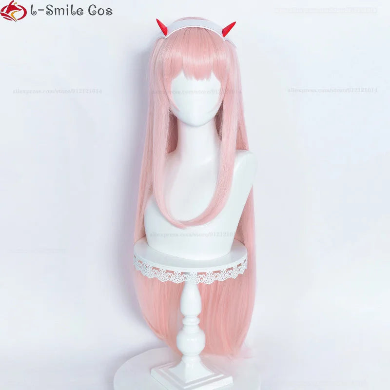 Beberino 100cm Pink Zero Two Cosplay Wig with Wig Cap.