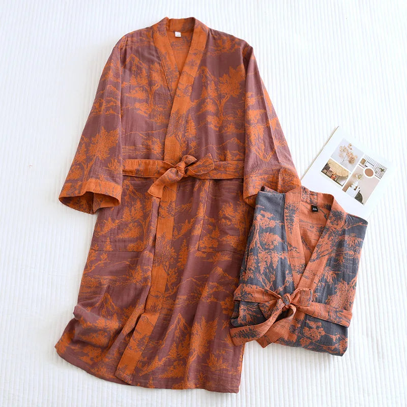 Beberino Jacquard Cotton Pajamas Robe - Middle Ages Retro Style Night-robe