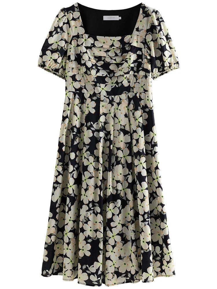 Beberino Boho French Begonia Square Neck Dress - 2023 Summer Collection